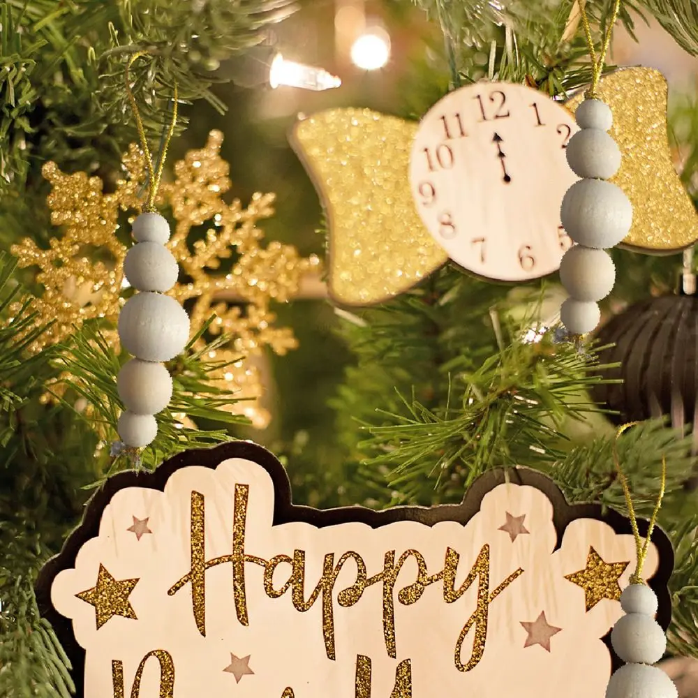 3pcs Round Christmas Tree Wooden Beaded String Handcrafted Hanging Wooden Bead String Pendant Decorative Christmas Tree Pendant