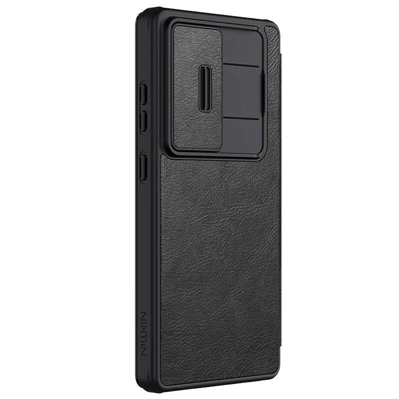 Capa de couro NILLKIN para Samsung Galaxy S25, S25 Plus, S25 Ultra, Slide de lente comercial, proteção de câmera, capa traseira estilo flip