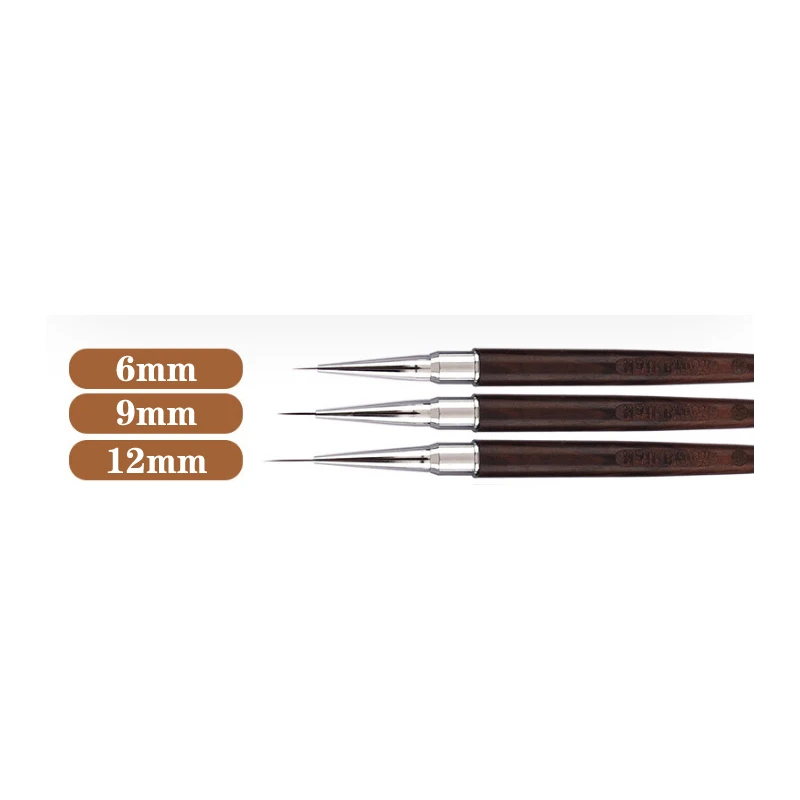 6/9/12MM Sandalwood Rod Nail Liner Brush Drawing Lines Stripe Painting Flower Pen Gel Polish Nail Art Manicure Tools