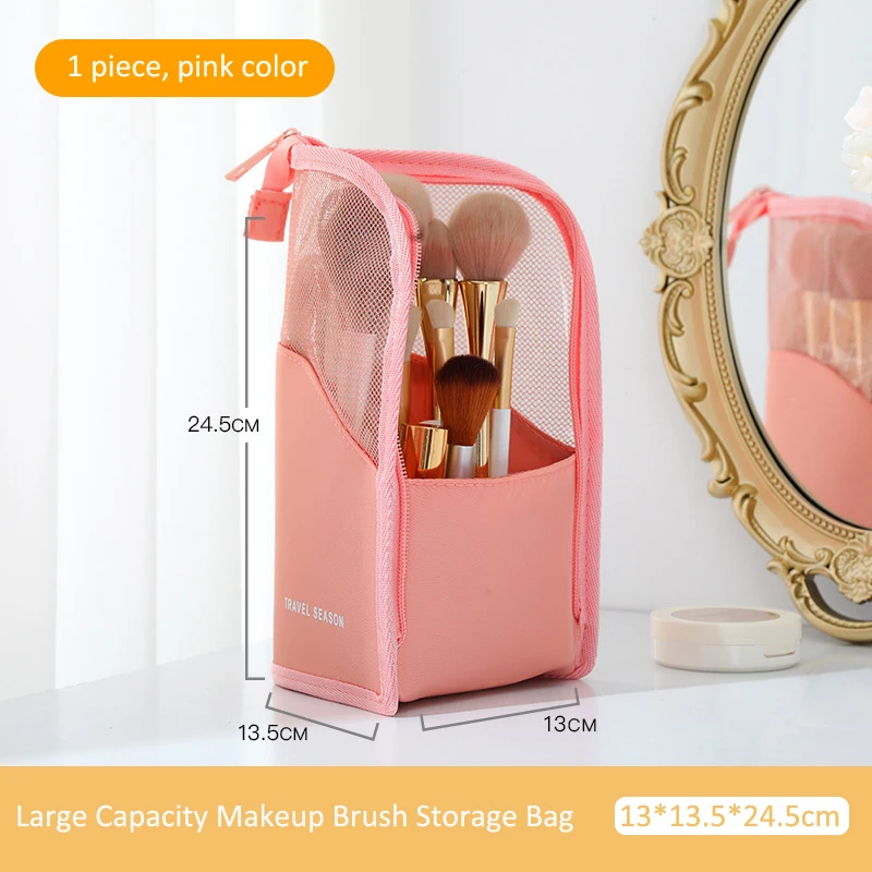 Sac de rangement pour outils cosmétiques pour dames, sac de rangement pour pinceaux de maquillage en Polyester à fermeture éclair, sac pour crayons à sourcils et rouges à lèvres