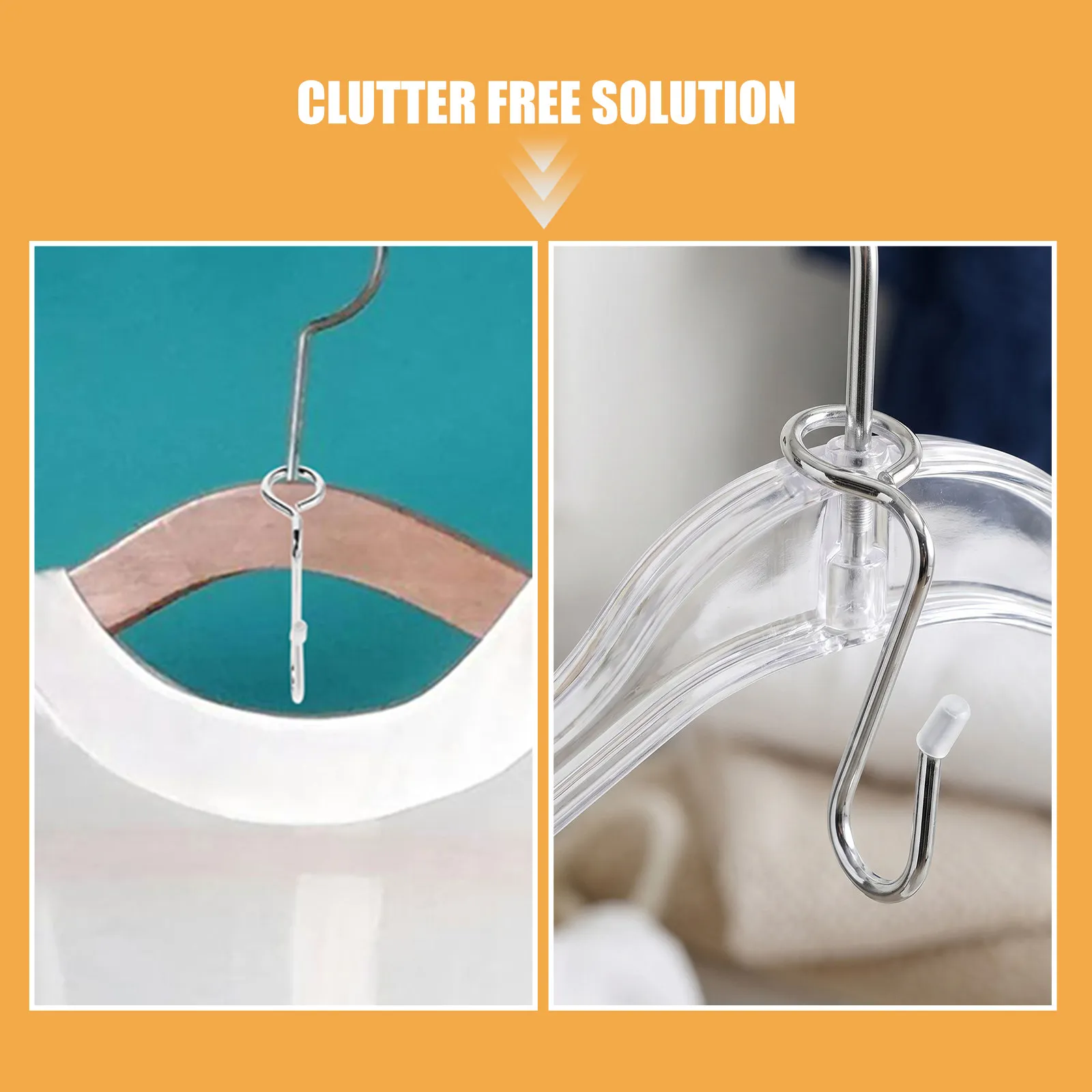 50Pcs Stainless Steel Closet Organizer Hooks Clothes Hanger Connector Extender Hooks Space Saving Mini Cascading Holder Wardrobe