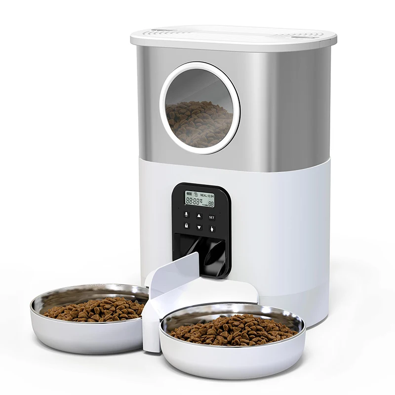 

Large Capacity 5L Button Control 4 Portion Timed Dog Pet Feeders Food Storage Container Dog Cat Dry Food Dispenser