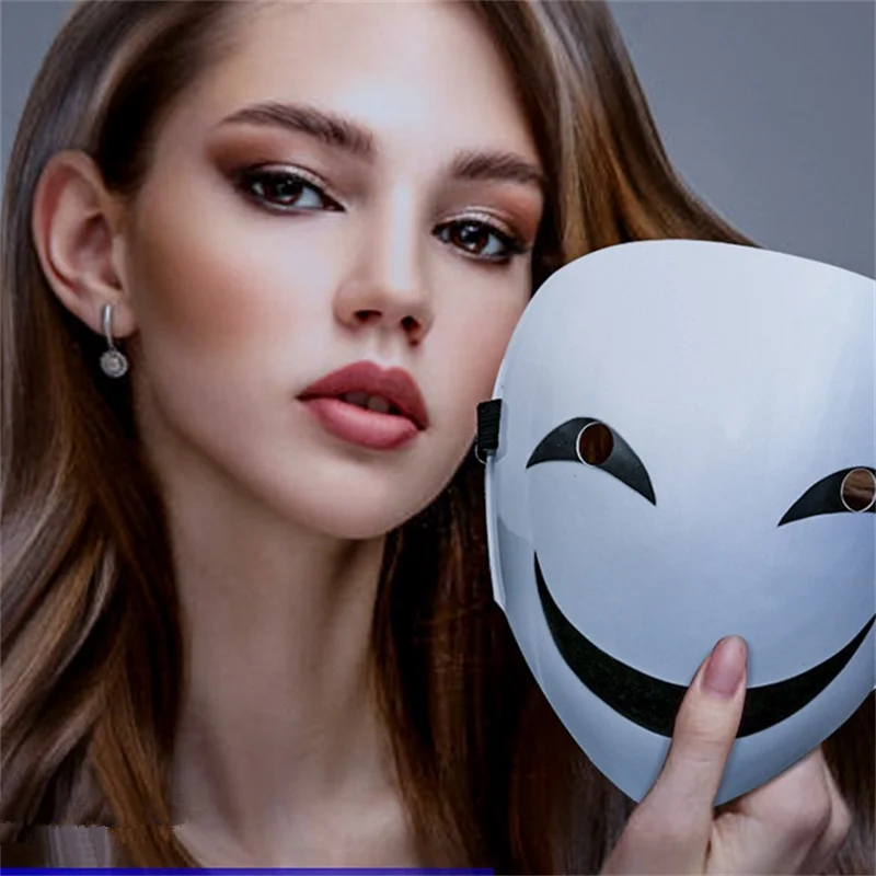 1PC PVC Leech Smile Mask Disguised As Ghost Face V-shaped Clown Plastic Black Contract Mask Halloween Party New Year Decorate