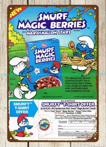 berries cereal 1980s metal tin sign dorm room art wall decor