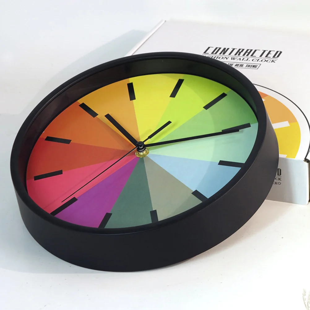 

Colorful Rainbow Round Wall Clock Silent Non Ticking 10 Inch Decorative Hanging Clock for Living Room Bedroom Office Home Decor