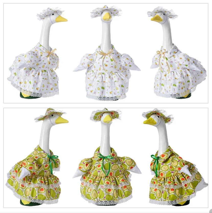 23Inch Porch Goose Outfit Goose Statue Skirt Hat Clothes Lawn Goose Costume Goose Dress Cute Funny Outdoor Yard Lawn Patio Decor