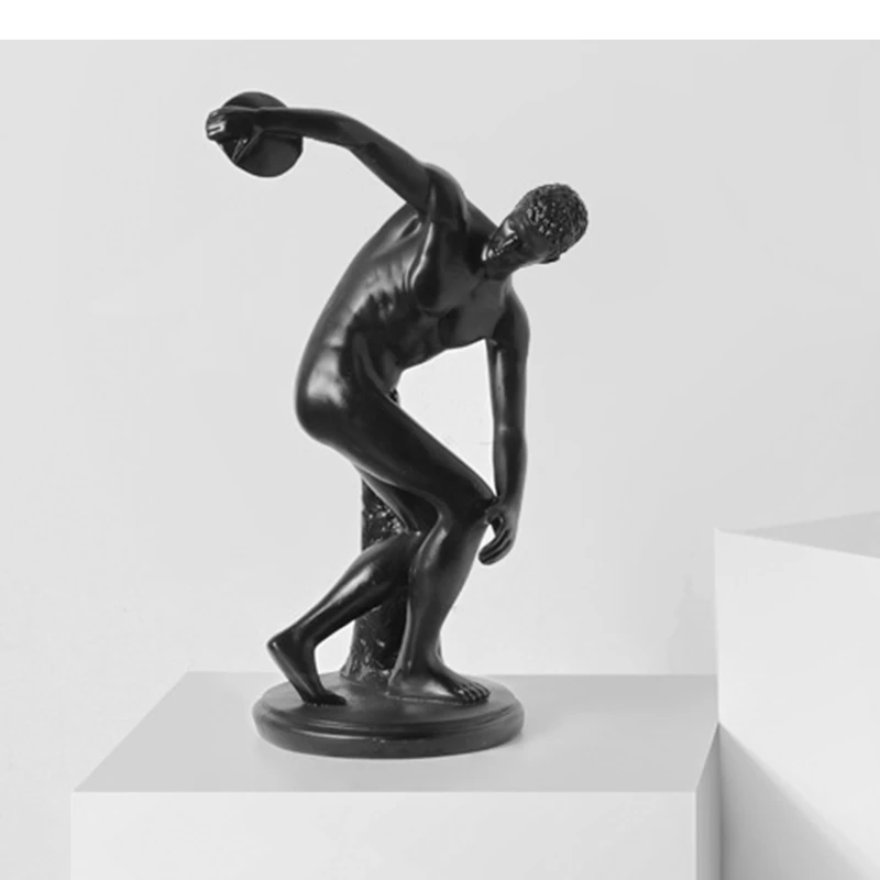 Resin Statue Sculpture Crafts Home Discus Throwing Decoration Living Room Figure Household Items