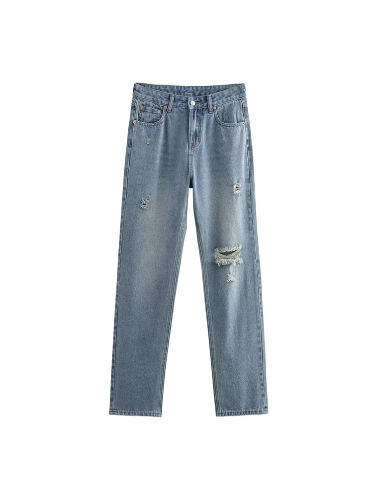

2024 European and American style autumn new fashion casual women's cotton basic versatile comfortable loose denim trousers