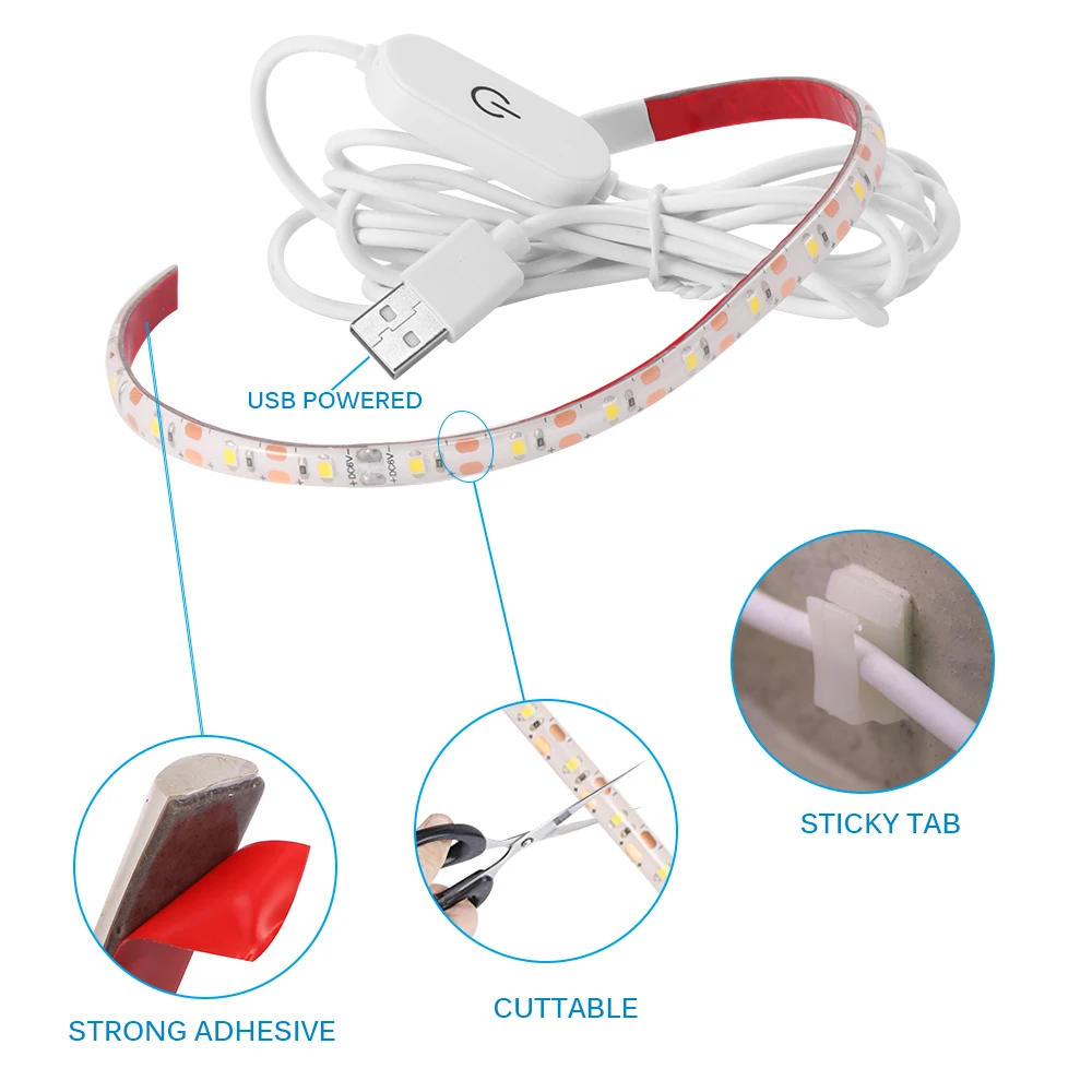 Sewing Machine LED Light Strip flexible neon 5V USB ice tape Cold 30cm Industrial Machine Working LED Lights With touch switch