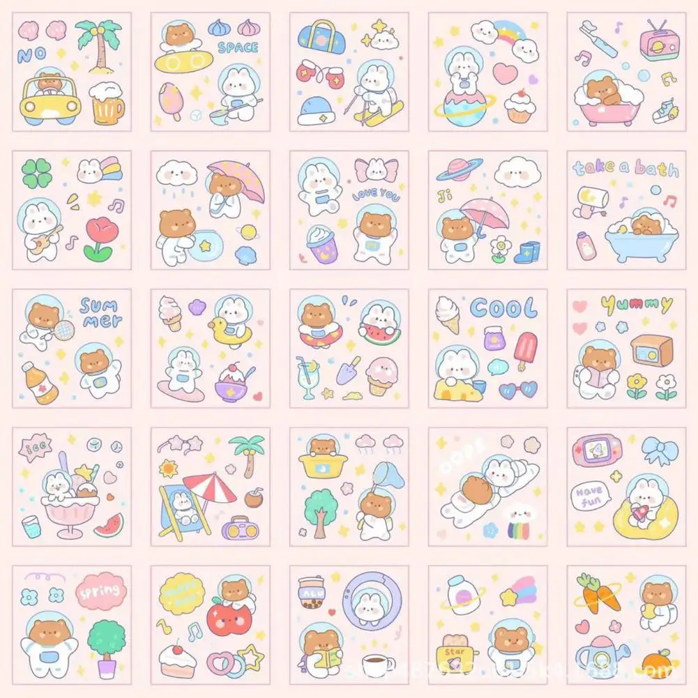 25Pcs Cute Stickers Lovely DIY Girls Adhesive Stickers Stationery Scrapbooks Stickers Personalized Item Decoration Birthday Gift