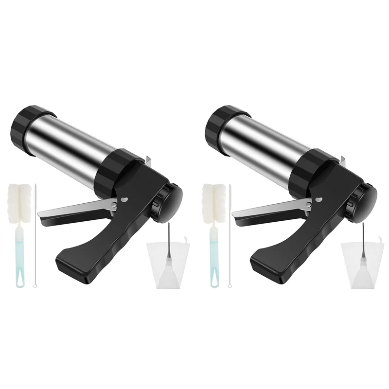 B25B 2X Maszyna do Churro, Automat do Churro ze Stali Nierdzewnej, Zestaw do Robienia Churro z 3 Różnymi Końcówkami, Dysze do Dekoracji, Puste Końcówki