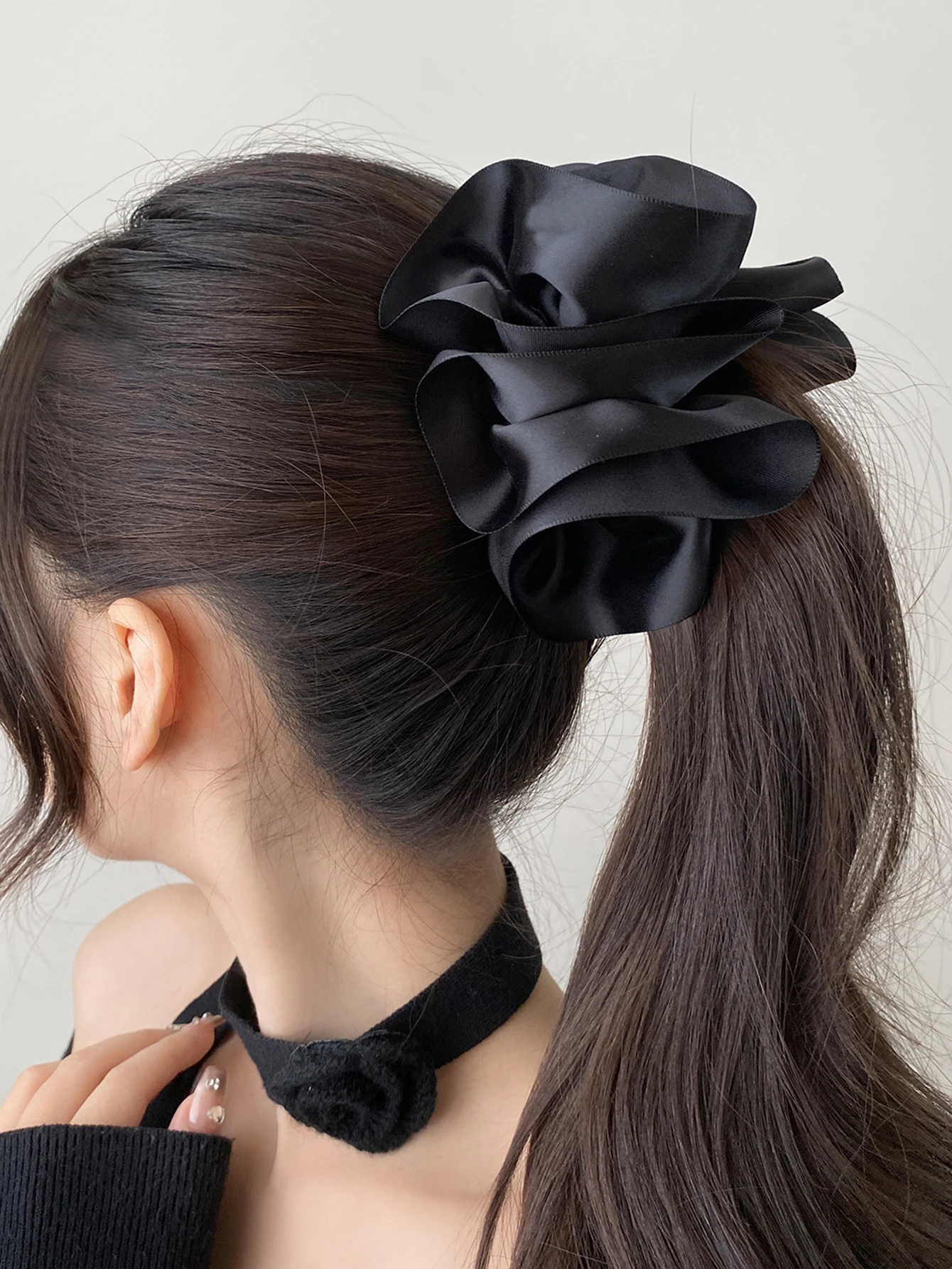 Lystrfac New Satin Flower Bud Banana Clip Fashion Padded Hair Clips for Women Girls Back Head Hairpin Female Hair Accessories