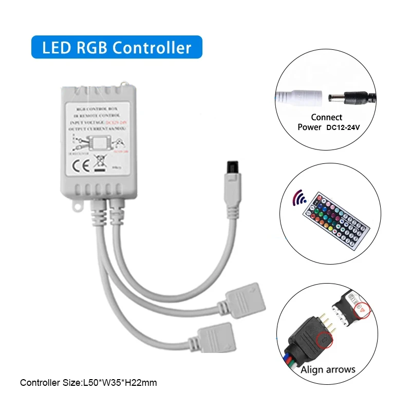 12v 4pin LED Lighting Controller RGB LED Lights Controller Box Receiver 44key Remote Controller For LED Strip Lights