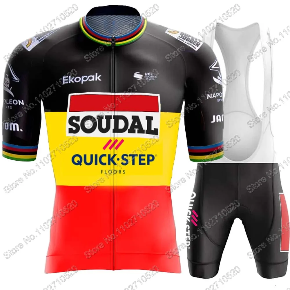 Soudal-Conjunto de ropa de ciclismo del equipo Quick Step de Bélgica, camiseta de ciclismo, pantalones cortos con pechera, 2024