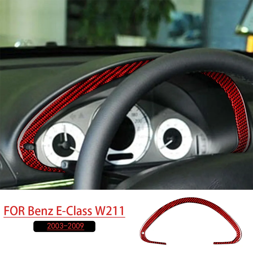 For Benz E-Class W211 2003-2009 Dashboard Display Speedometer Frame Red Real Soft Carbon Fiber Car Interior Accessories Stickers