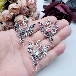 New 50-38mm European and American Gothic Flying Dragon Pendant, DIY Alloy Pendant Accessories 5 pieces