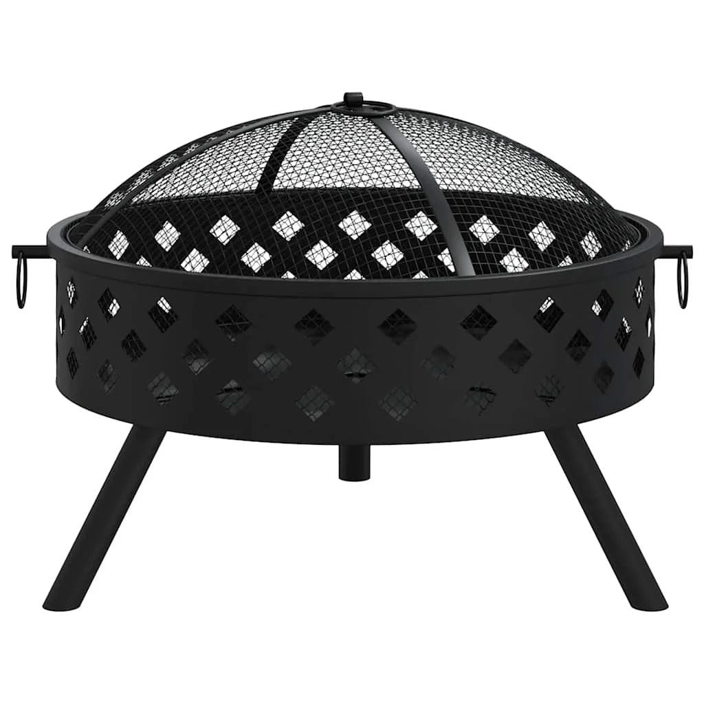 Brasero de leña de 58 cm XXL de acero con palanca para jardín, patio y camping al aire libre