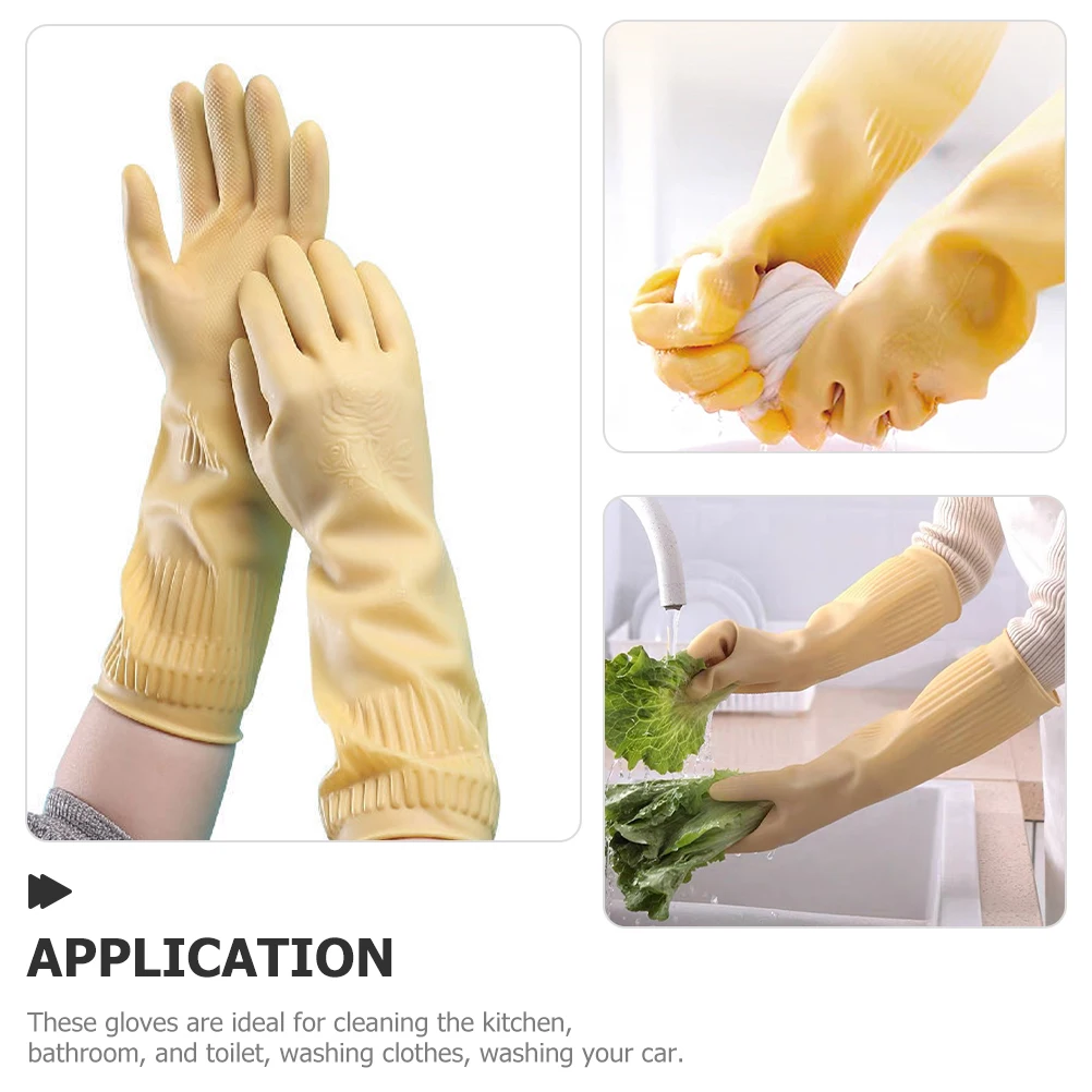 

Extra Long Dishwashing Gloves Reusable Rubber Gloves For Kitchen Cleaning Oil Stain Resistant Lightweight Extended Cuffs