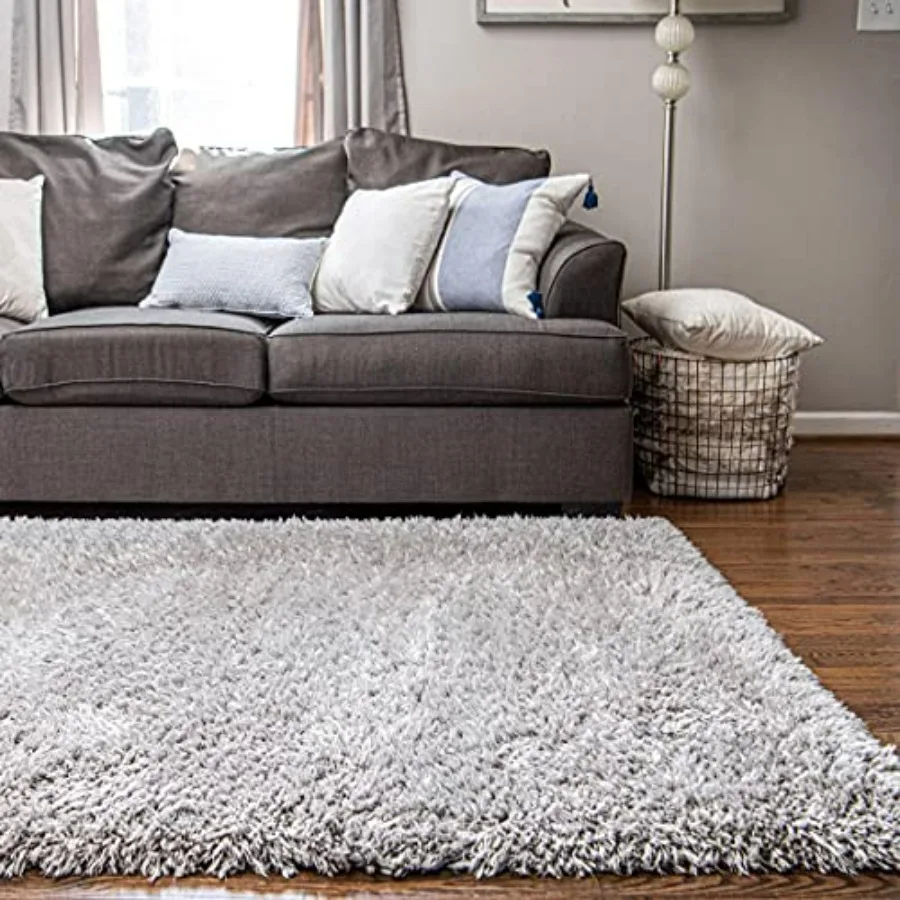 

Infinity Collection Solid Shag Area Rug 10' x 13' in Ash Color for Elegant Living Rooms Large Dining Rooms and Open Floor Plan