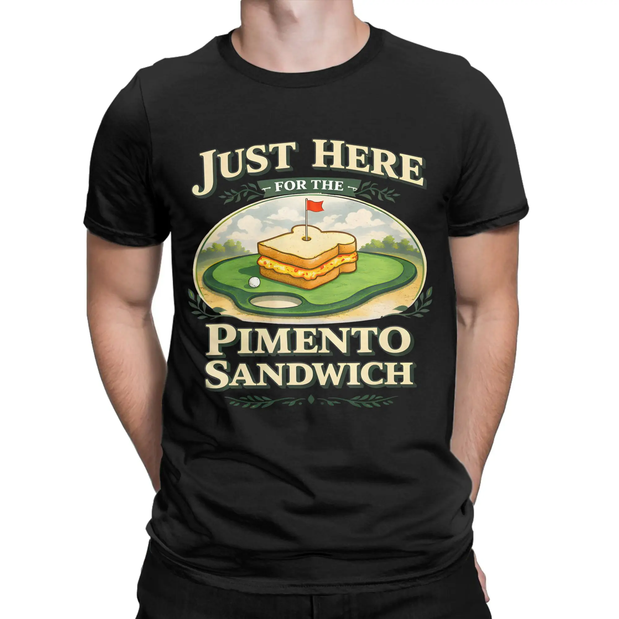 Just Here For The Pimento Cheese Sandwich Golf Humor Season T Shirt Summer  Vintage T-Shirts Pure Cotton Tee Shirt For Men Tees