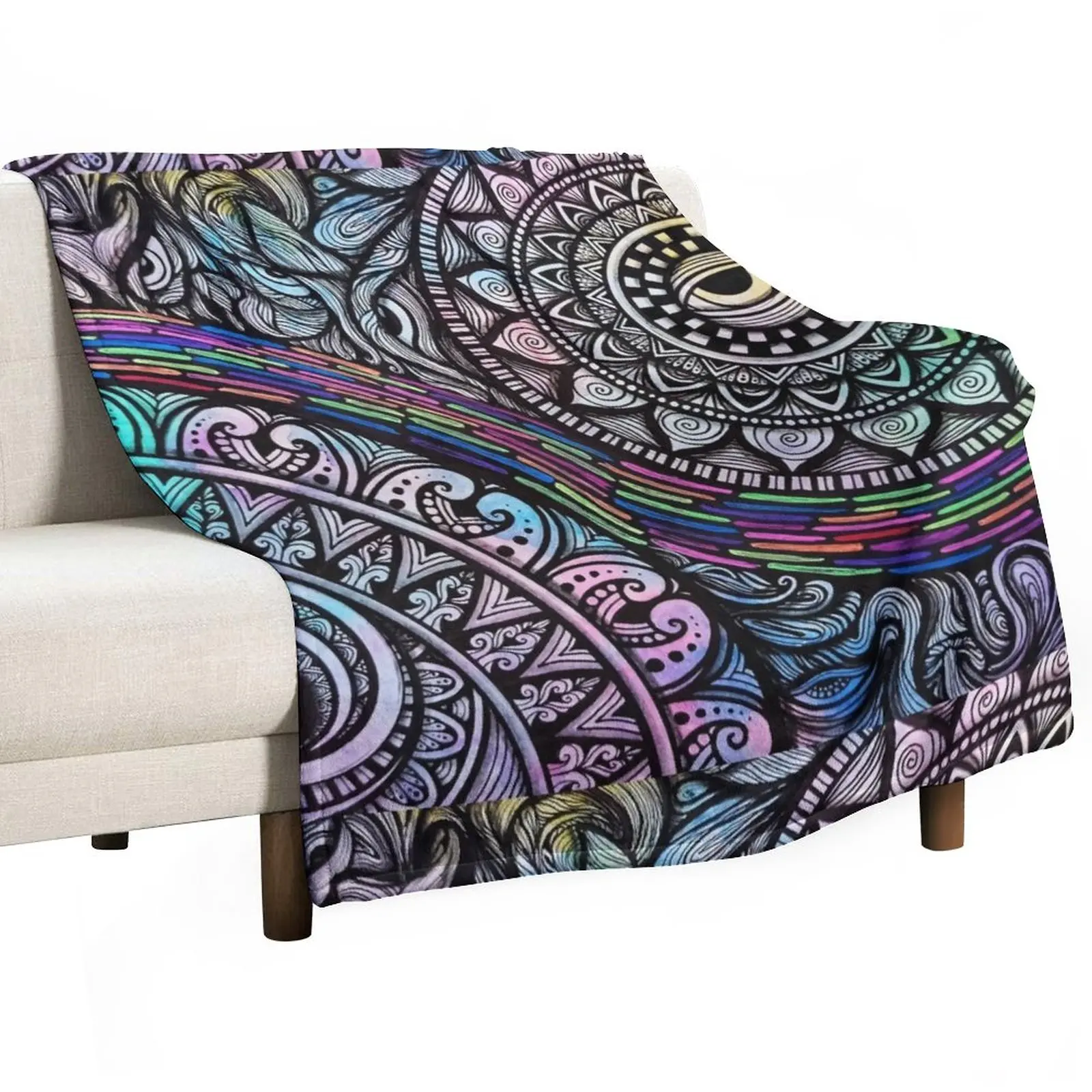 

Trippy Sun and Moon Mandala Throw Blanket Blanket Luxury Hair Blanket Comforter Blanket