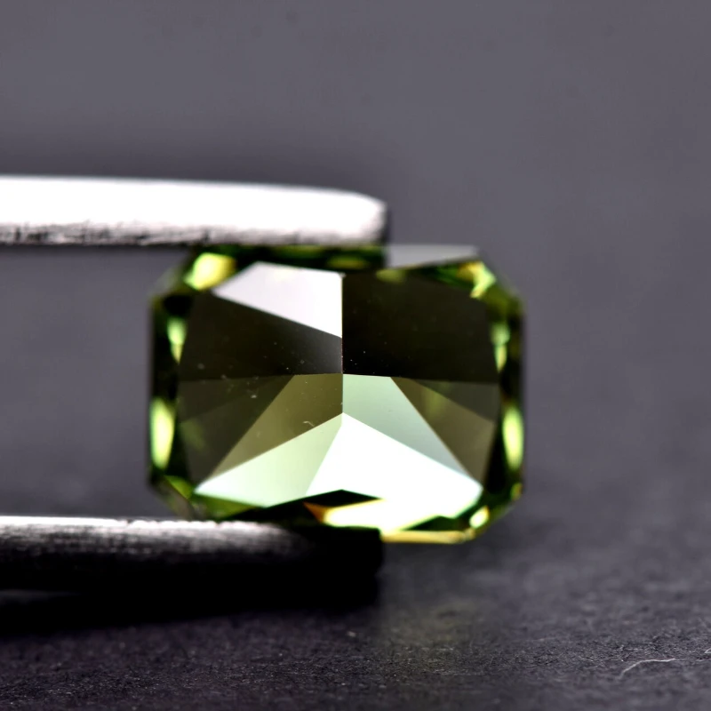 Cubic Zirconia Crushed Ice Cut Rectangle Shape Green Color 4K Cutting 5A Grade Quality CZ Artificial Gemstone 6