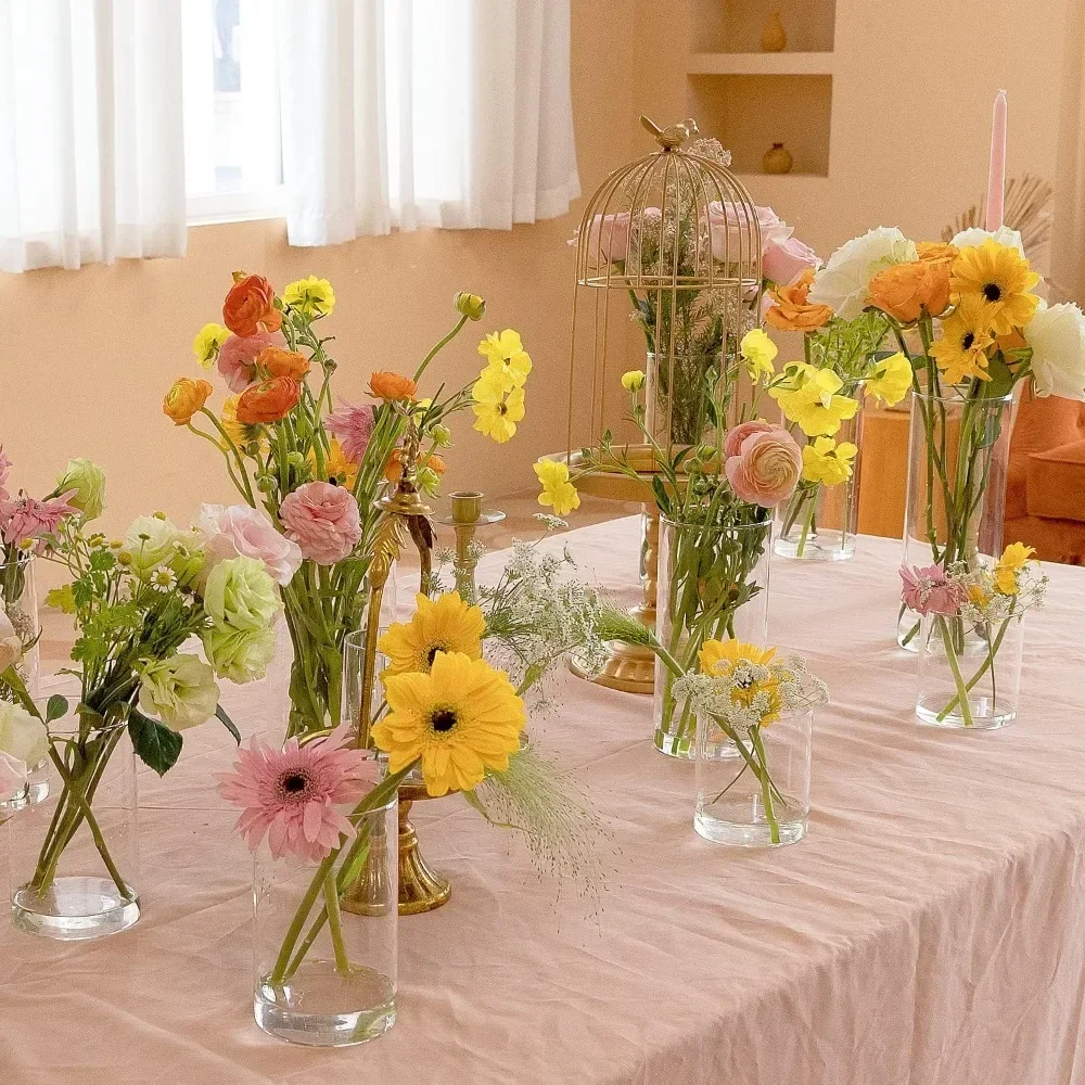 

20pcs Cylinder Vases for Centerpieces - Glass Vases for Flowers with 4 Different Sizes, Modern Floating Candle Vases