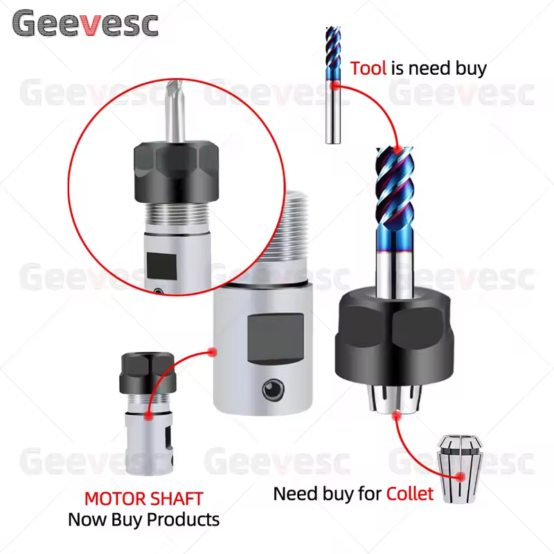 ER8 ER11 ER16 ER20 ER25 Chuck Collet Spindle DIY Motor Shaft Extension Rod Spindle Chuck Lathe Tool Spindle Tool Bar Set 4mm 5mm - Image 6