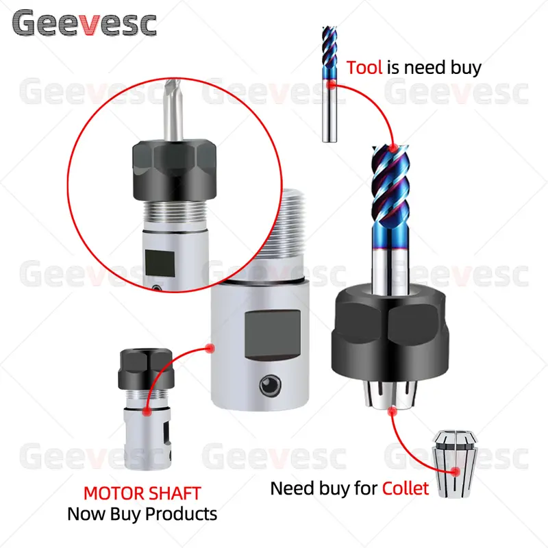 ER8 ER11 ER16 ER20 ER25 Chuck Collet Spindle DIY Motor Shaft Extension Rod Spindle Chuck Lathe Tool Spindle Tool Bar Set 4mm 5mm - Image 6