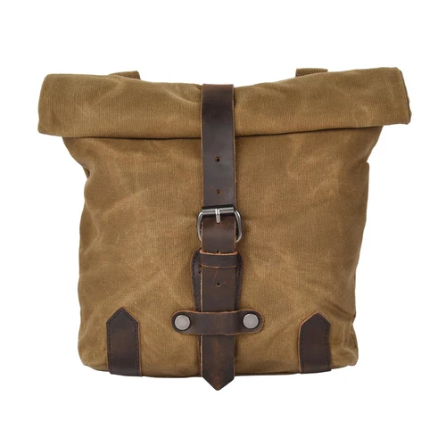 Imagen 2 del producto Bolso lateral Vintage para motocicleta, bolsa colgante de lona de cera de aceite impermeable para kit de herramientas colgante para bicicleta eléctrica pequeña