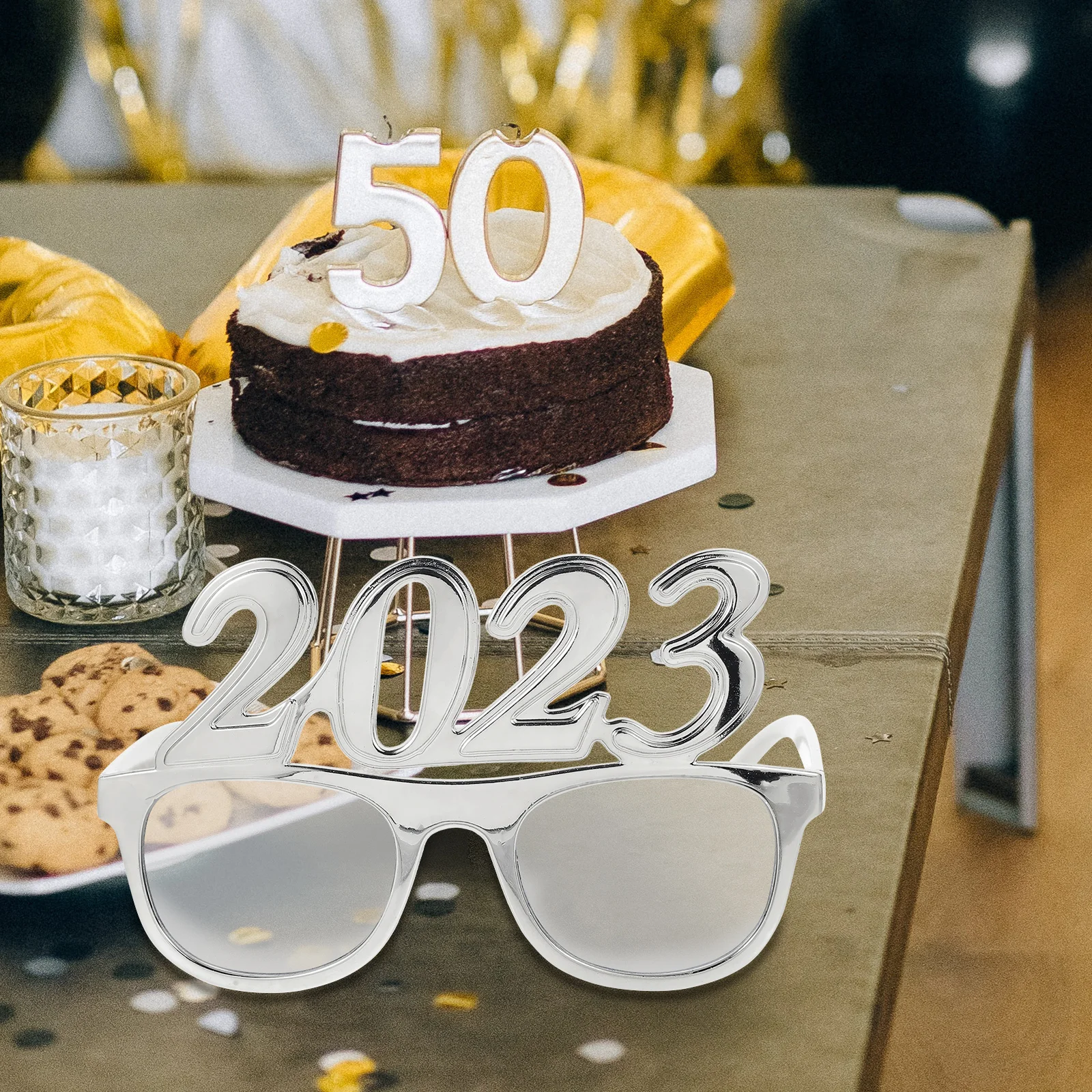 

1 Pair 2023 New Year Party Glasses Numbers Design Premium Pc Material Photo Props For Holiday Party Supplies Eyewear Decor
