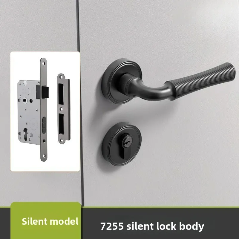 Grey Black Modern Indoor Bedroom Door Lock, Silent/magnetic Split Lock, Simple Wooden Door Lock for Home Use