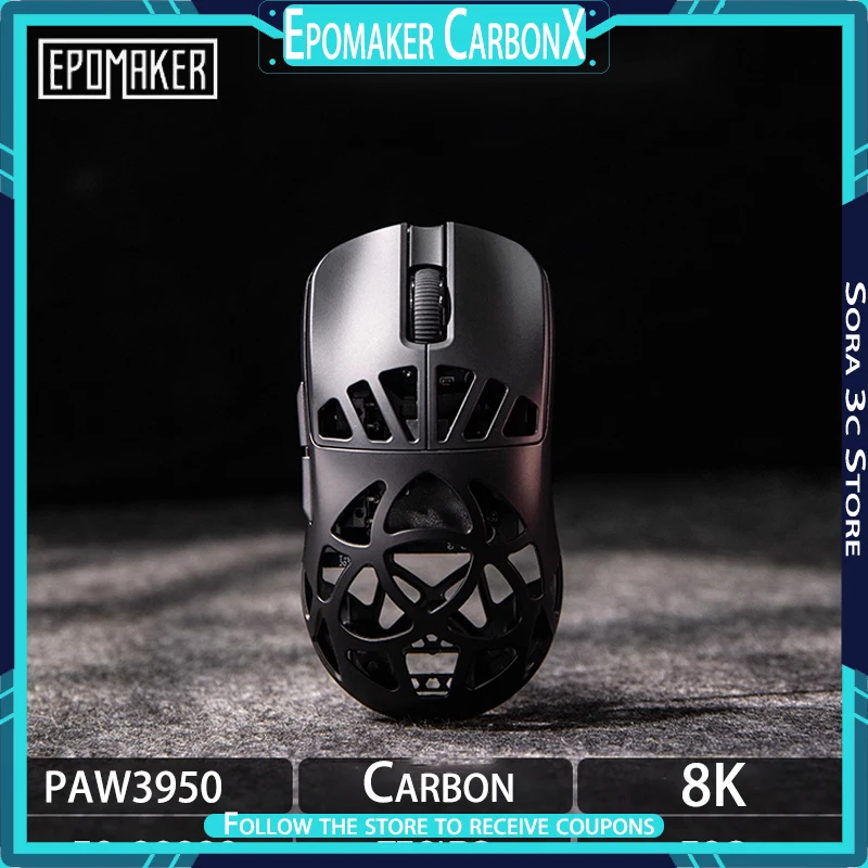 

Epomaker CarbonX Gaming Mouse Wireless Tri Mode PAW3950 Double 8k Carbon Fiber Hollow Design Custom Gamer Mouse PC Accessories