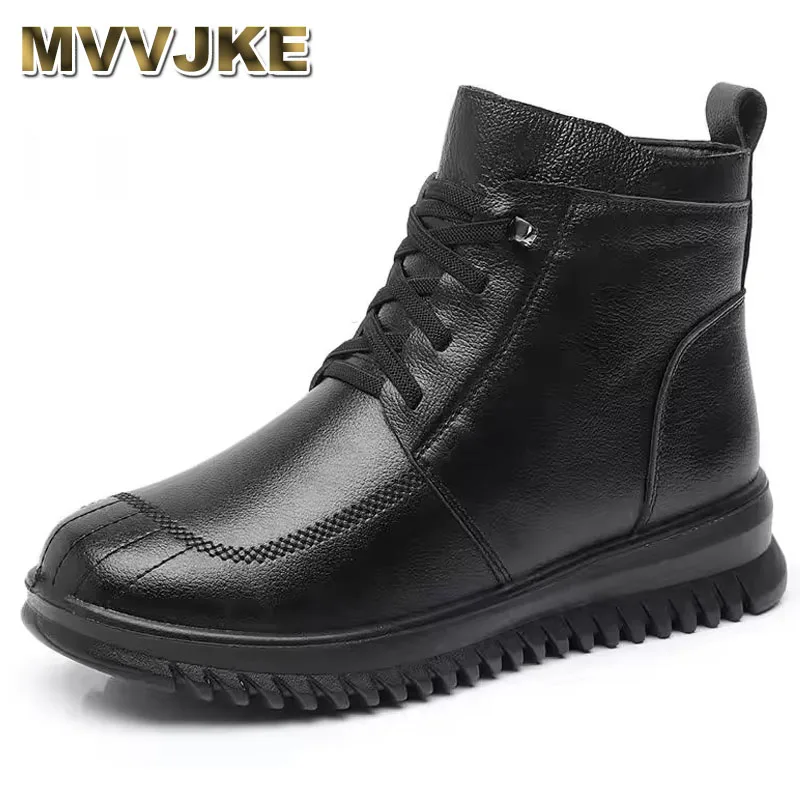 

Fashion Winter Shoes Women Genuine LeatherAnkle Warm Boots Ladies Waterproof Thick Plush Warm Snow Boots Mother Ankle Boots
