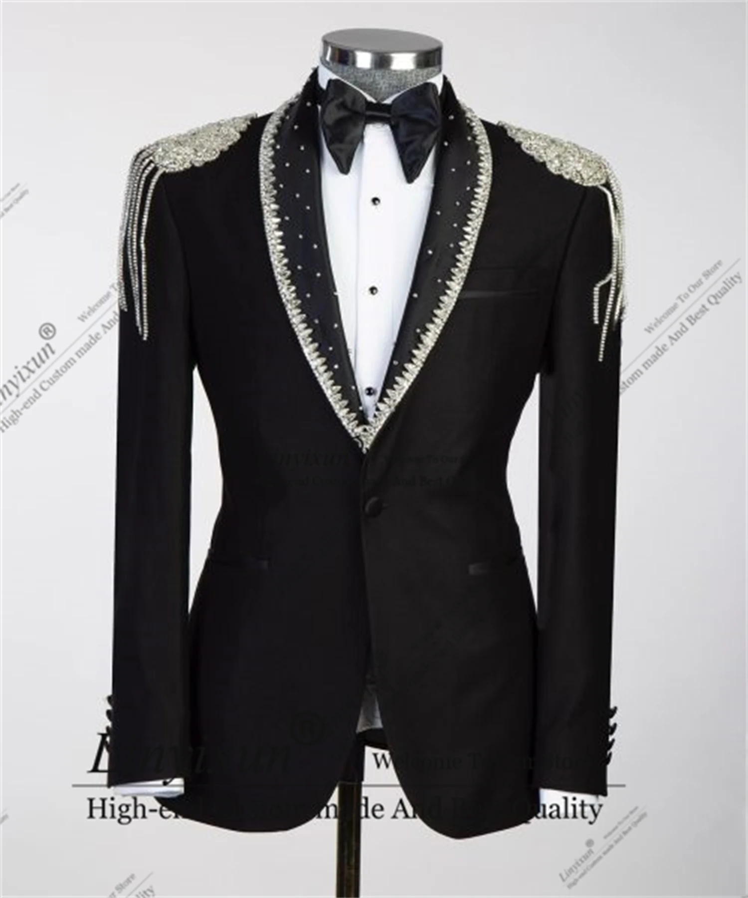 

Элегантные мужские костюмы с металлическими украшениями, комплекты из 2 предметов, мужские пиджаки для выпускного вечера, индивидуальные блестящие смокинги для жениха с лацканами, Ropa Hombre