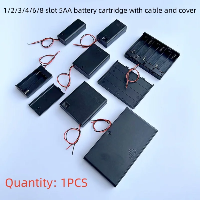 1/2/3/4/6/8 slots AA battery holder 5AA battery storage box with lead on/off switch nut shell back cover battery compartment