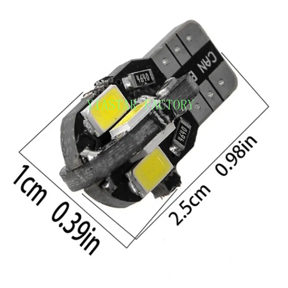 100pcs High Quality Canbus Error Free T10 T15 W5W 194 SMD Led Bulb 5630 5730 t10 8 SMD 8smd 400 Lumens White 12V