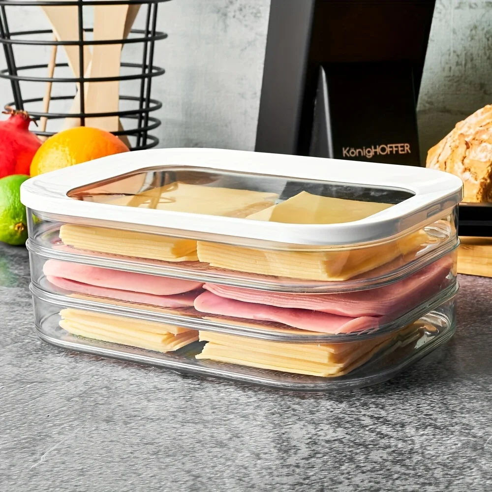 

Штабелируемый трехслойный контейнер для хранения продуктов питания с крышками – безопасный для заморозки, универсальный кухонный органайзер