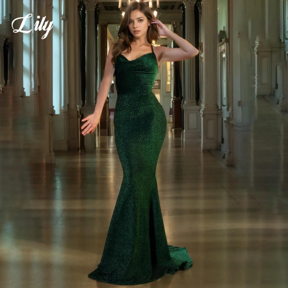 

Lily Green Sexy Prom Dress Sweetheart Spaghetti Straps Formal Gown Shiny Sequined Mermaid Evening Dresses for Woman Customized