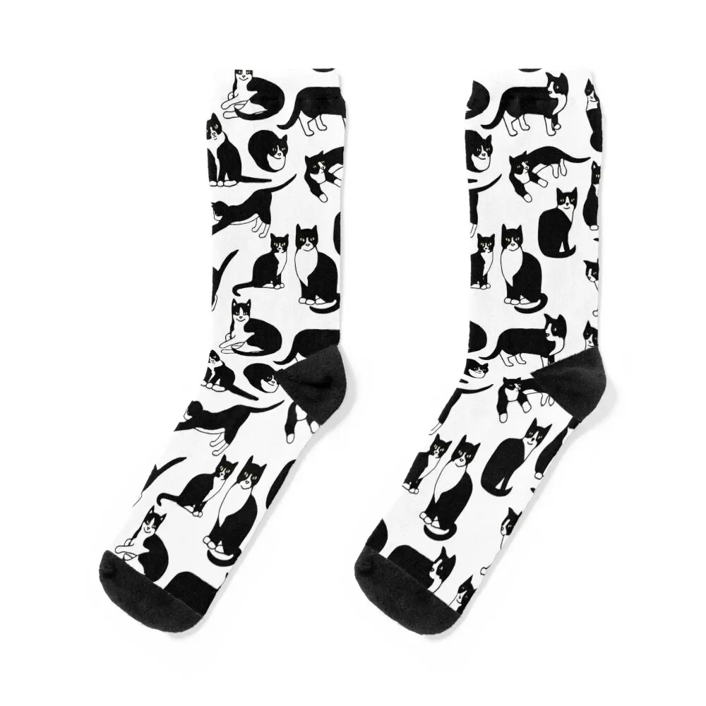 

Tuxedo Cats pattern Socks Stockings man Rugby New year's Run Socks Female Men's