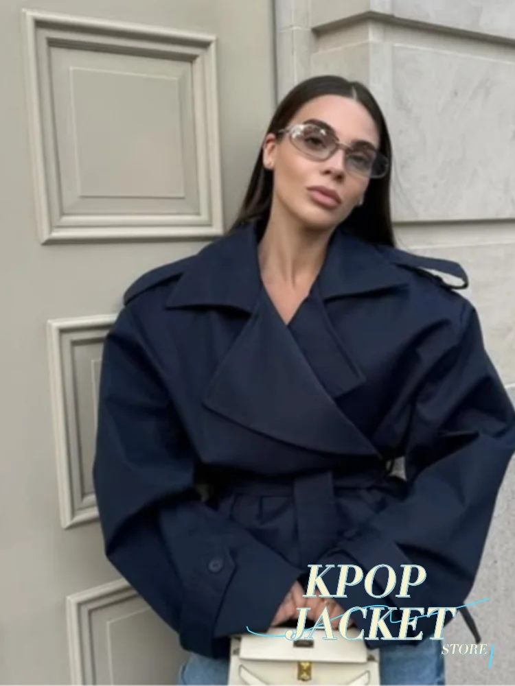 Elegant Lace Up Solid Overcoat Women Chiclapel Collar Button Full Sleeve Loose Coat Autumn Female Street New Oversize Outerwear 6 Elegant Lace Up Solid Overcoat Women Chiclapel Collar Button Full Sleeve Loose Coat Autumn Female Street New Oversize Outerwear 6
