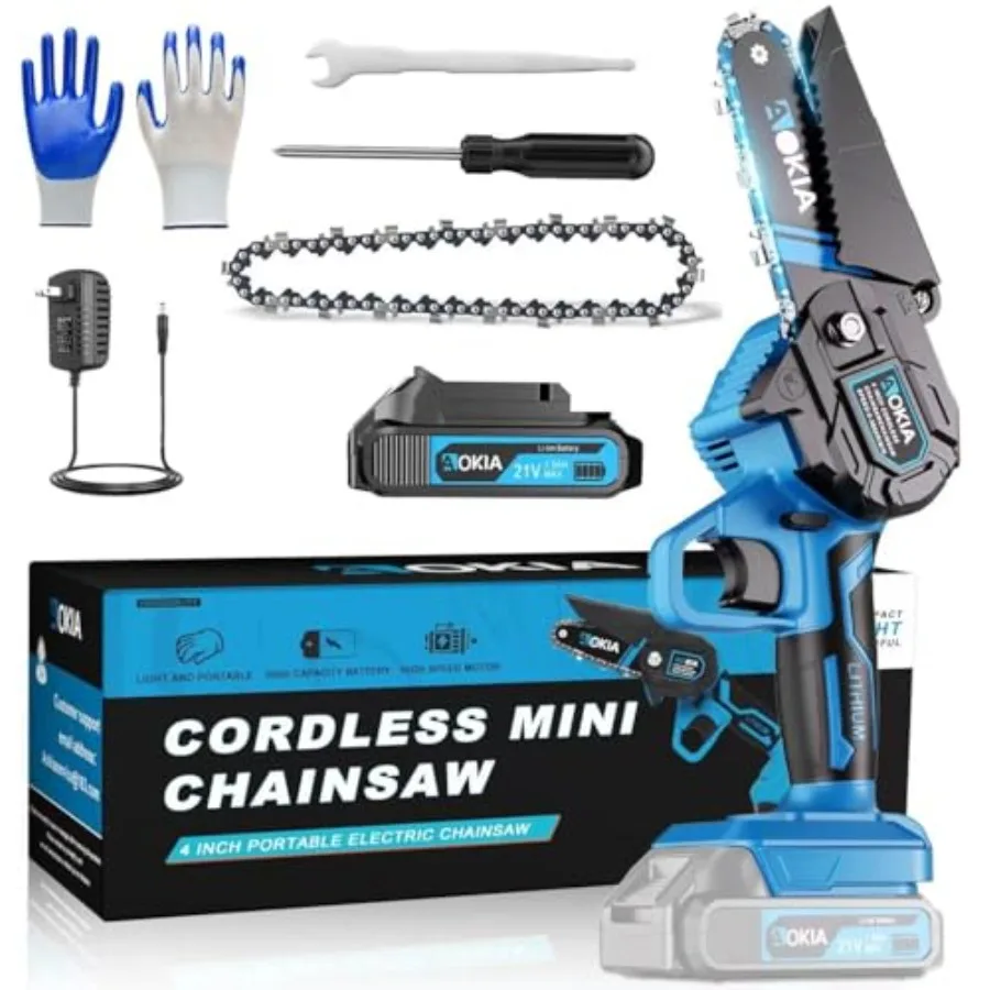 

Mini Chainsaw, 20V Cordless 4 Inch Electric Handheld Chainsaw with 1.5AH Batteries, Lightweight Battery Powered Saw for Tree Tr