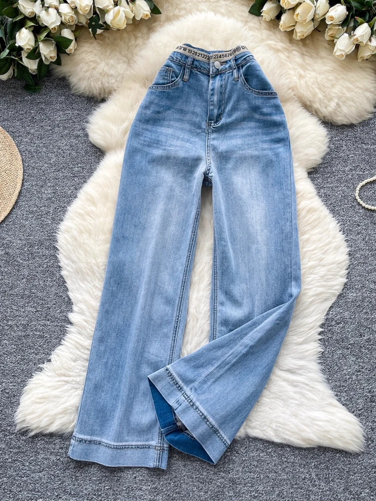 

Повседневные джинсы, винтажные уличные широкие прямые брюки с высокой талией, тонкие осенние 2024, женские свободные всесезонные джинсовые брюки