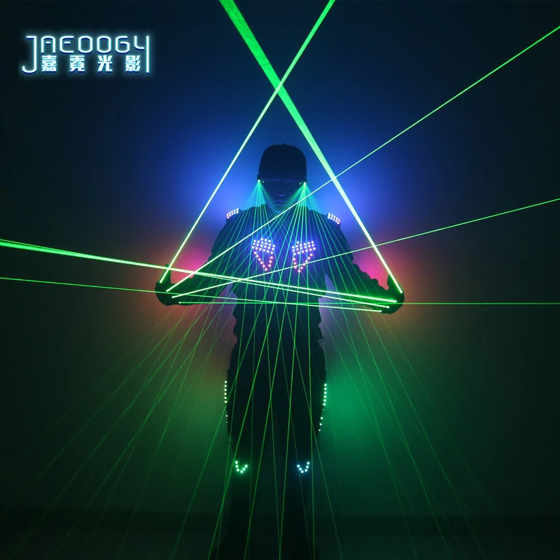 Colorful LED Robot Set, DJ Clothing, Bar Performance, Green Laser Clothing, Laser Jacket, Show Dress, Model