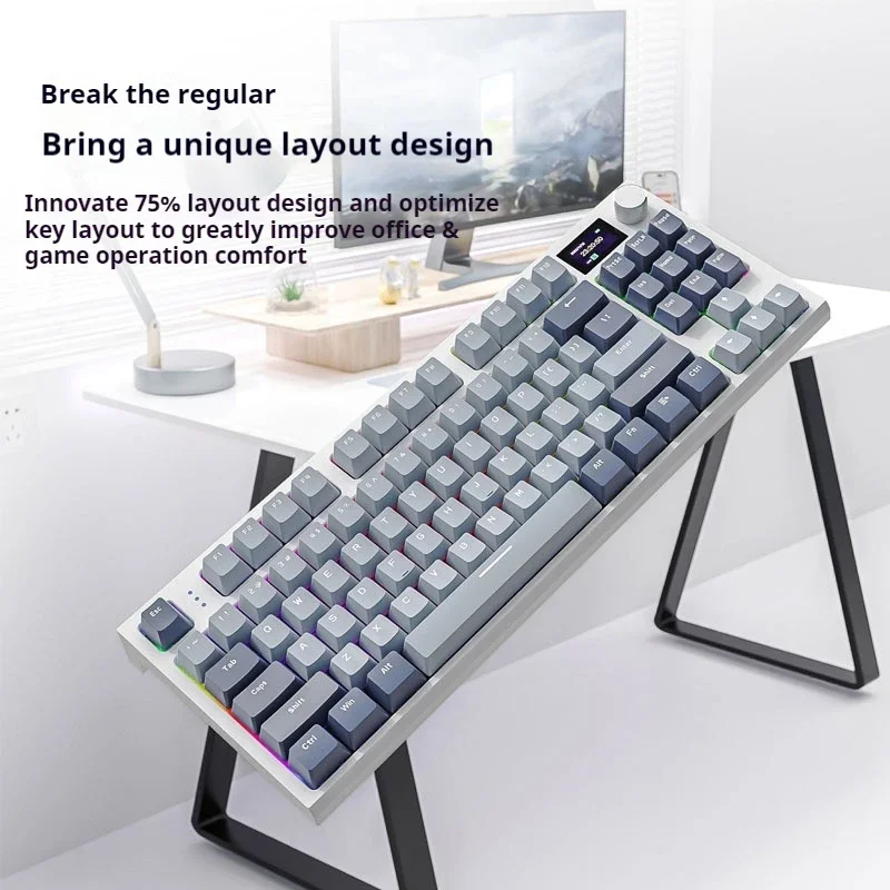 Imagem -02 - Ataque Tubarão K86 Bluetooth Teclado Mecânico de Três Modos Teclado Mecânico Permutável Quente Rgb Display Luminoso Personalizado