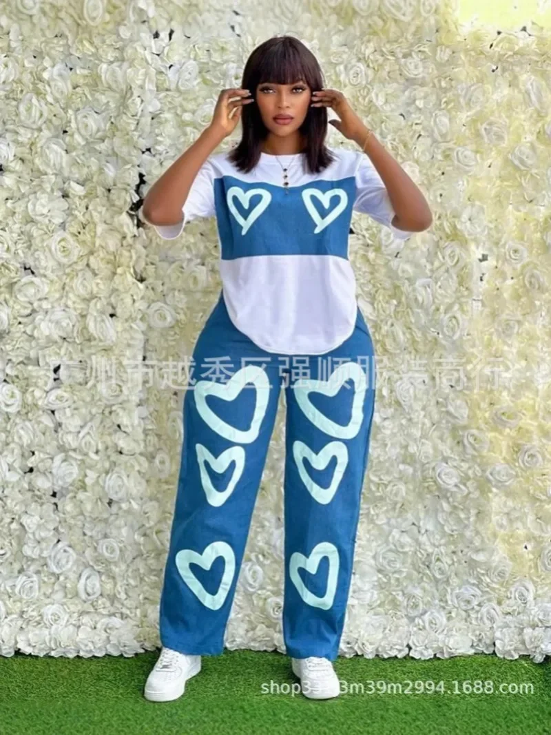 2 Pieces Women's Sets 2025 Spring Summer Letter Print Pullover Suit Tops And Pants Suits Two Piece Set Tracksuit Outfit image 6