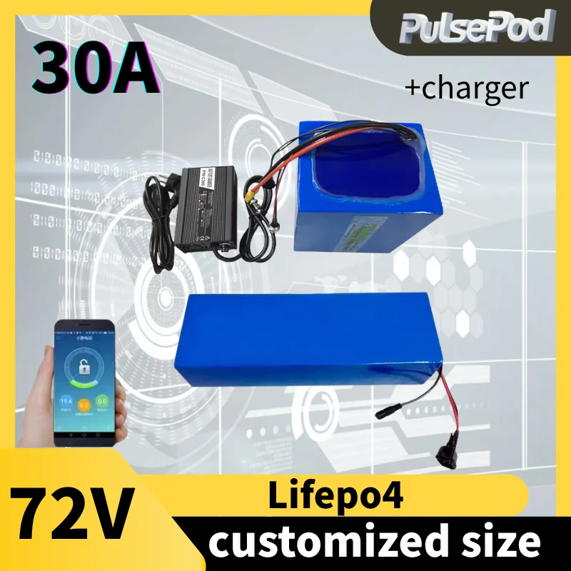 

PulsePod Батарея из литиевого аккумулятора BMS Bluetooth, Valmgie solaire, зарядка 10А, 12,8В, 100Ач, 12В, 100Ач, 120Ач, 80Ач, 1200Вт,
