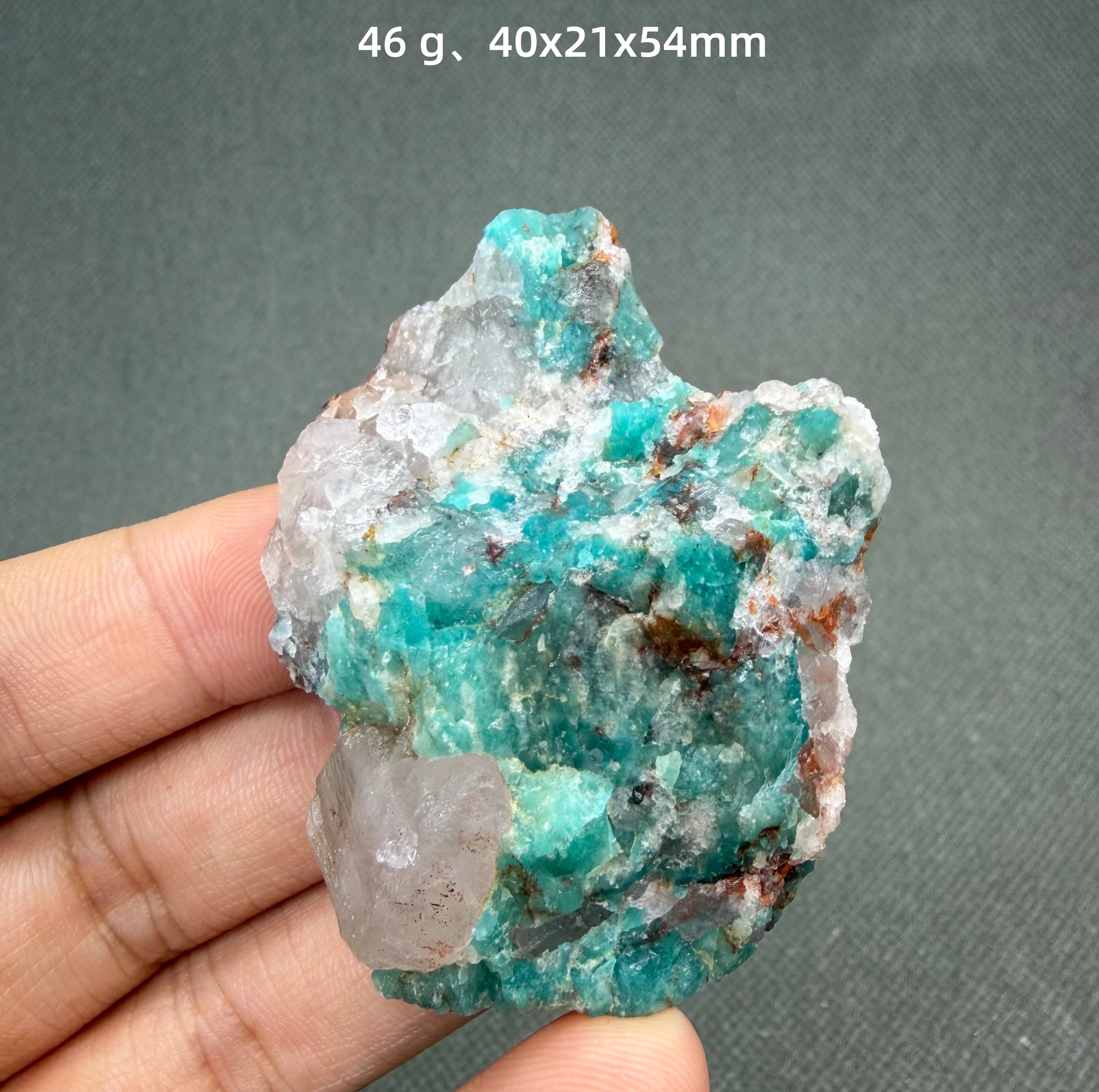 Natural Amazonite with Quartz Crystal Cluster From China Blue Green Microcline Mineral Specimen
