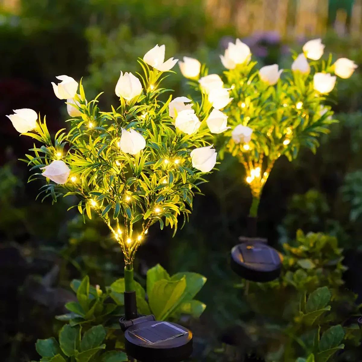 

Nice 1pc Solar Gardenia Lamp, Outdoor Solar Garden Lamp, With Warm White Artificial Flower Lamp Suitable For Garden Lawn Decorat