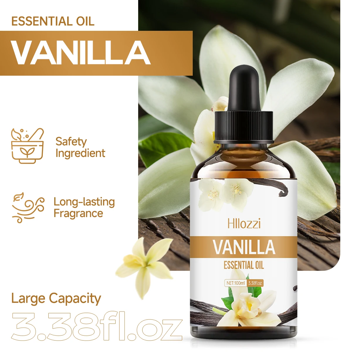 Estratto vegetale di vaniglia Aromaterapia Olio essenziale Viso Corpo Diffusore Umidificatore Massaggio, Doccia, Manicure, Cura dei capelli
